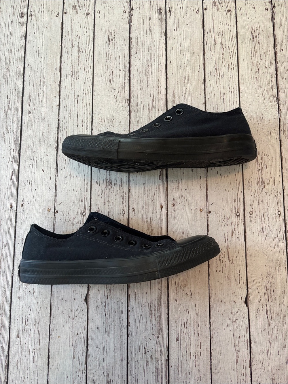 Black on Black Converse Canvas Low-Top Sneakers - Men 5 Women 7 - Picture 2 of 5